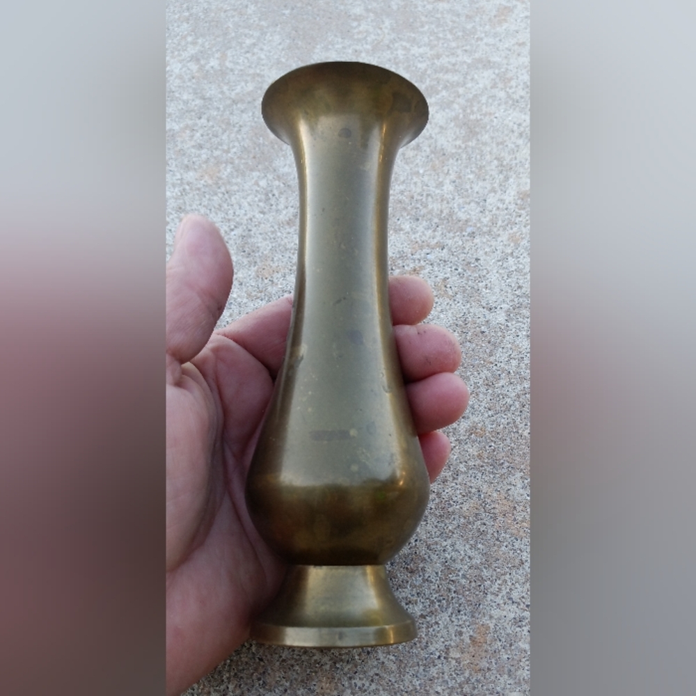 Vintage Small Brass Flower Bud Vase India 6"